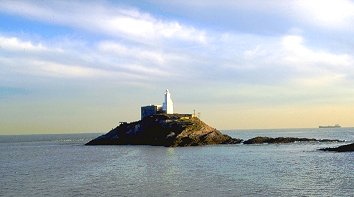 Mumbles Head and lighthouse, Swansea, Wales
